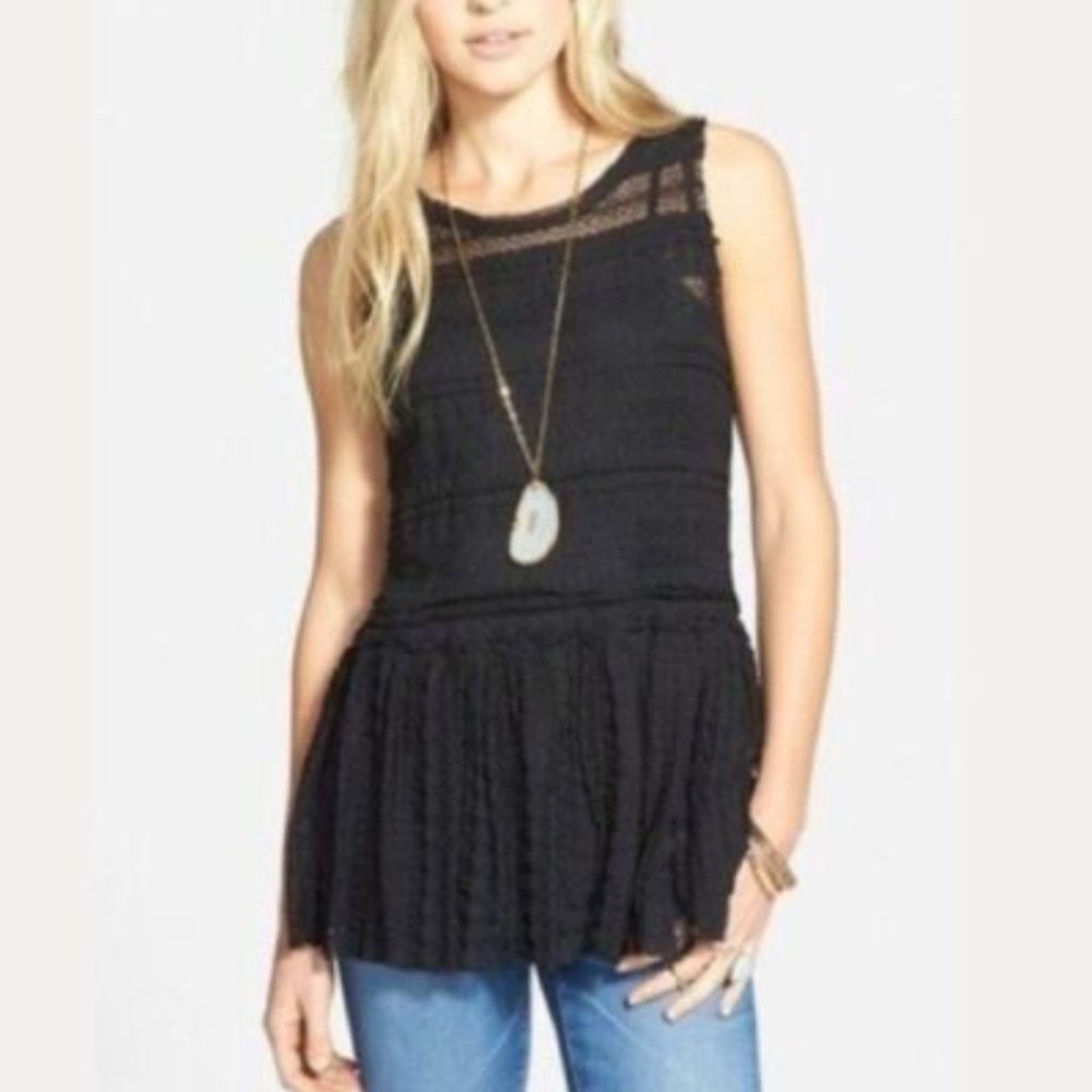 Intimately free people pucker lace peplum top